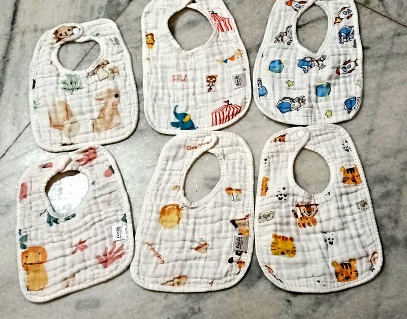 new premium muslin bibs 6 layers
