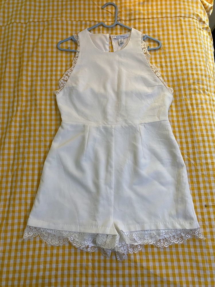 White Lace Trim Romper Bust 32 Waist 28