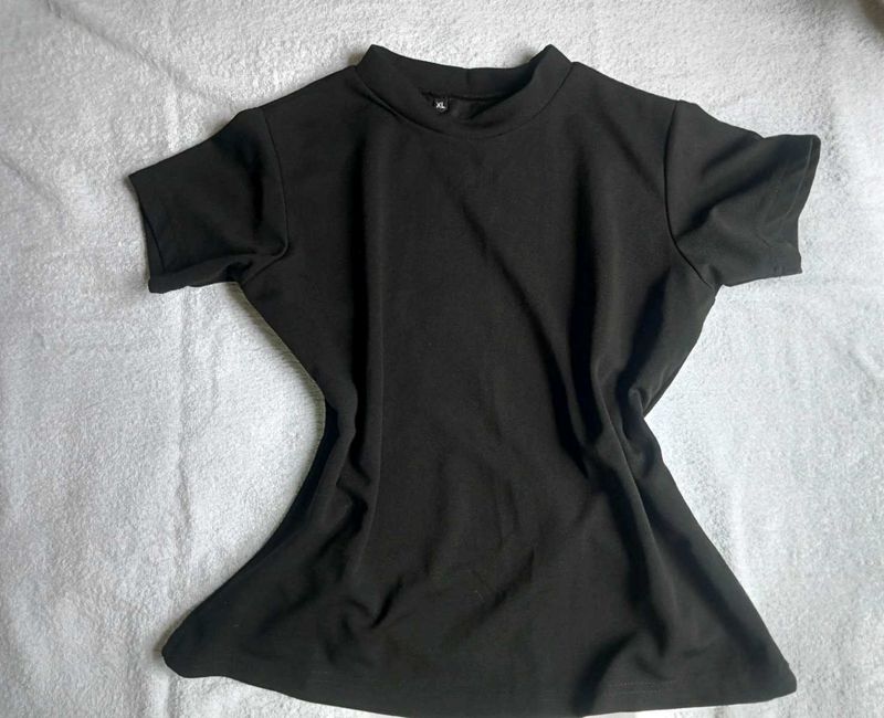 Black Mock Neck Top - XL