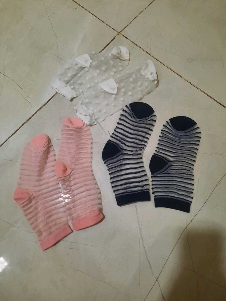 Cute girls/women net  Socks Set of 3