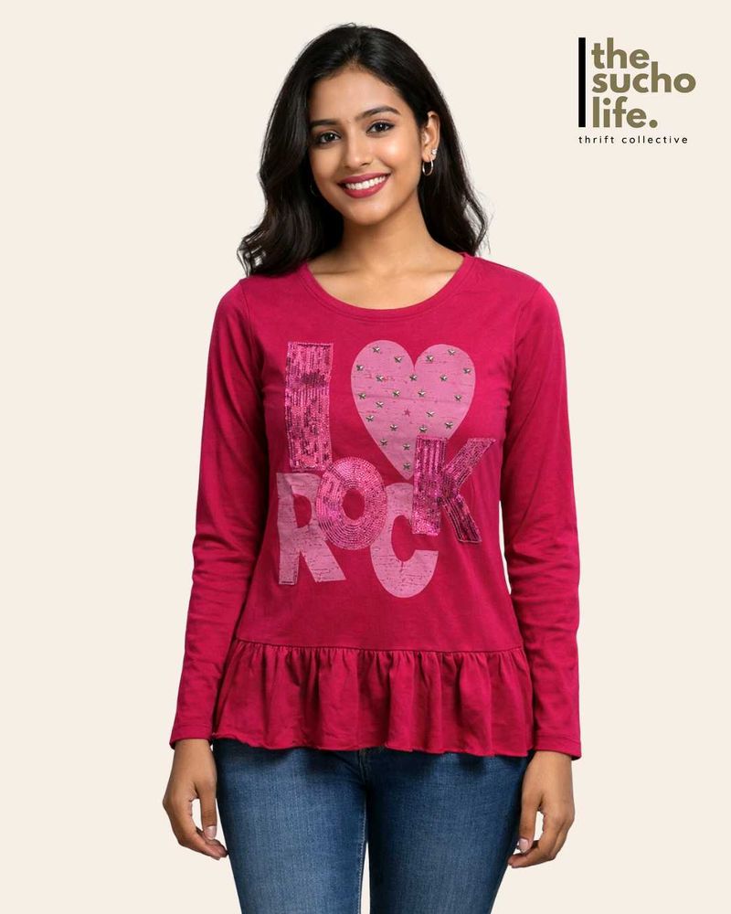 'I Love Rock' Long Sleeve Women Top | T-shirt
