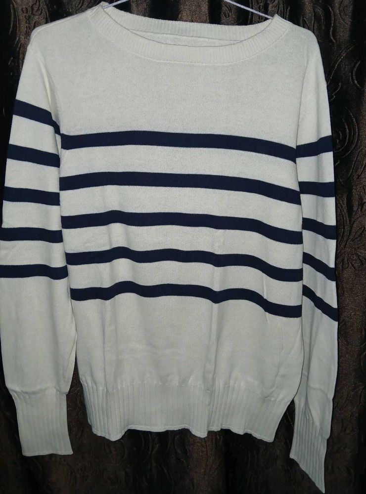 Striped Knit Pullover Sweater