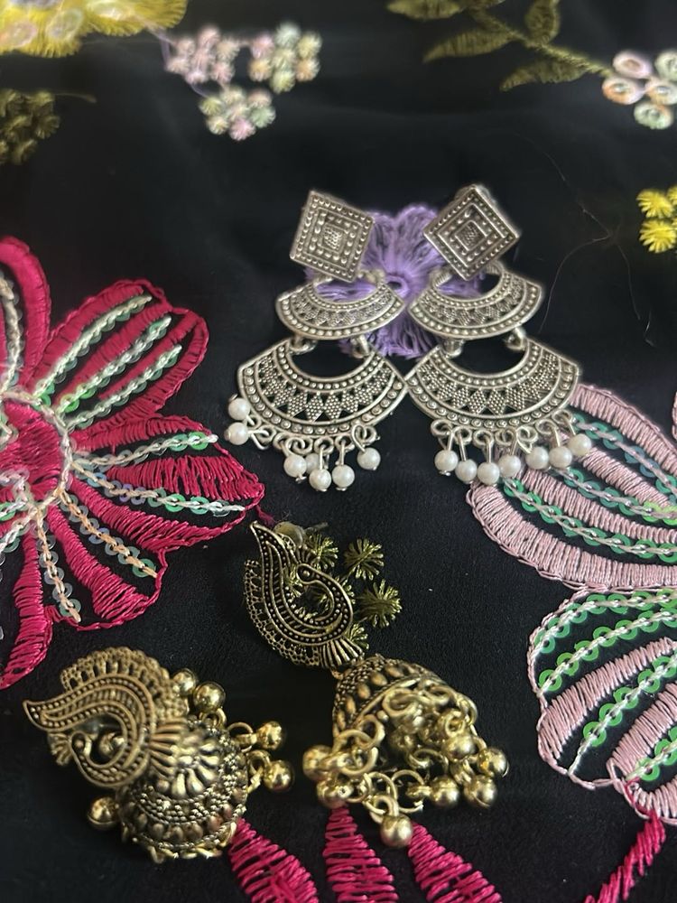 Elegant Silver &amp; Gold Tone Earrings