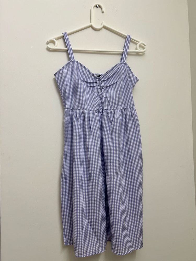 Lilac Gingham Checkered Sundress