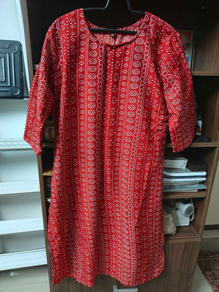 Red Printed Kurti