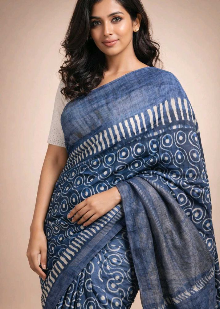 Elegant Blue Printed Saree