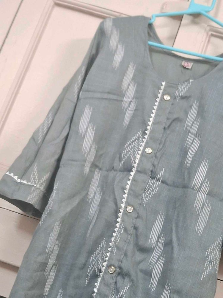 Grey Printed Kurta
