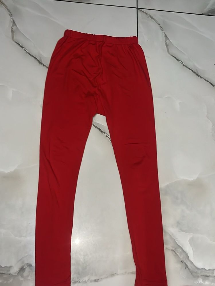 Red Casual Leggings