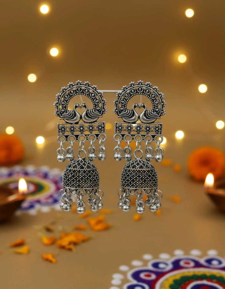 Oxidized Jhumka Earrings