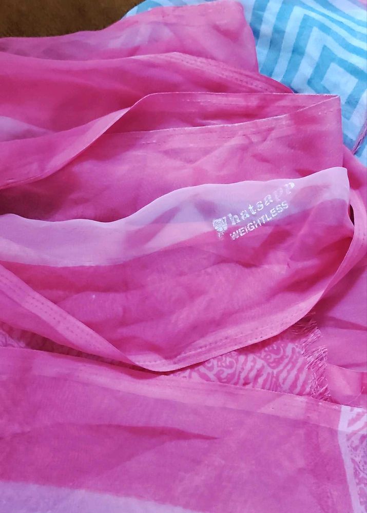 Pink &amp; multi colour saree