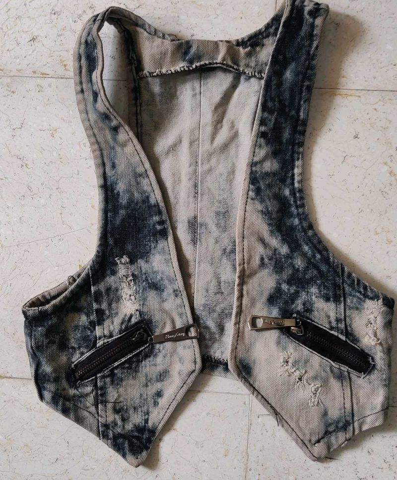 Bluish blackish denim vest