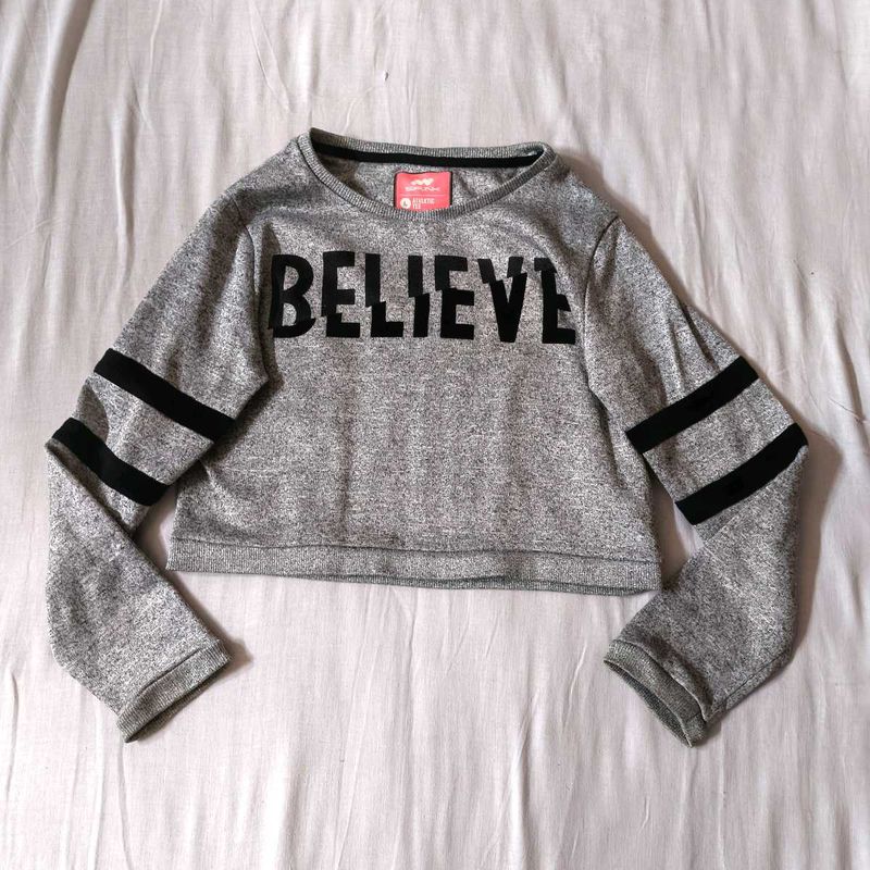 Spunk Believe Cropped Long Sleeve Crop Top