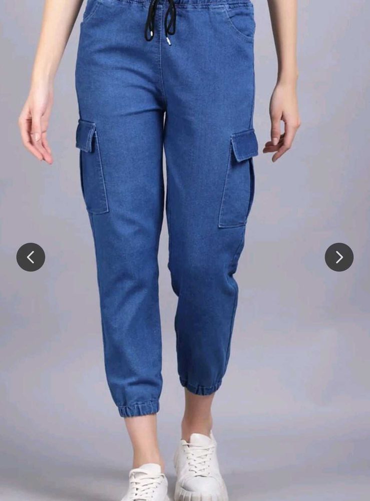 Women Denim Jogger Cargo Jeans