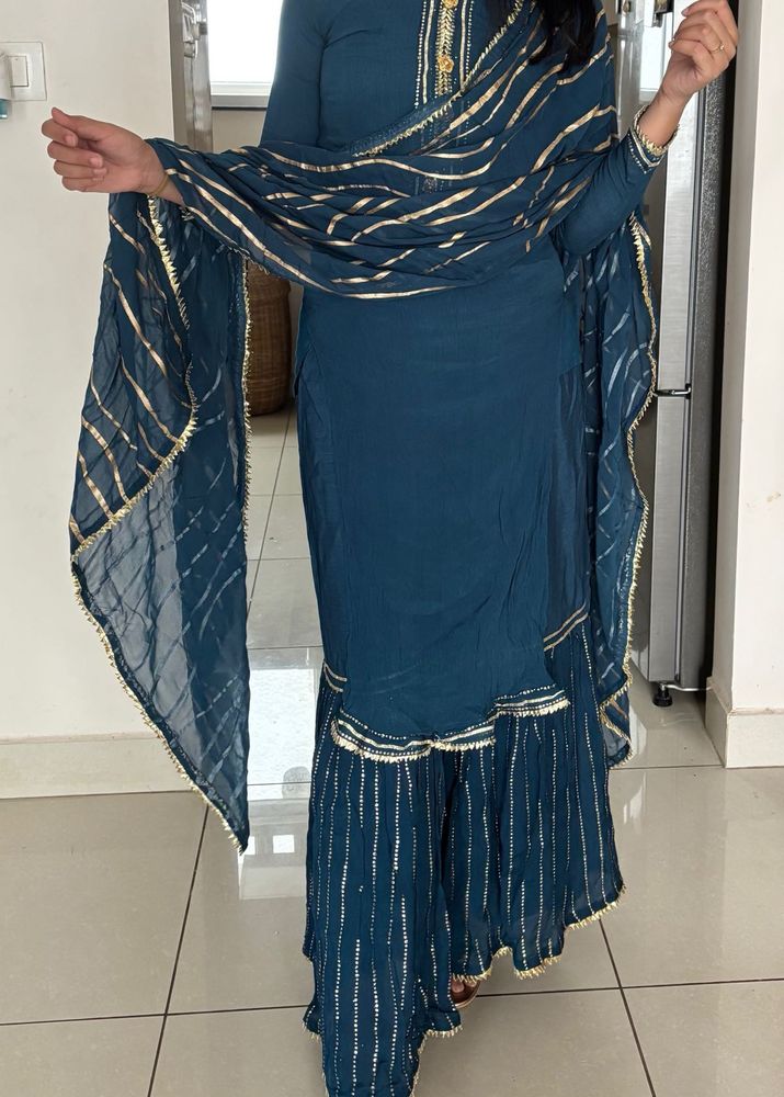 Sequinned kurta with sharara and dupatta