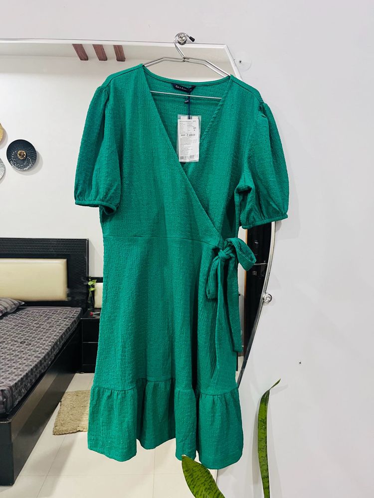 Green Wrap Dress - New With Tag
