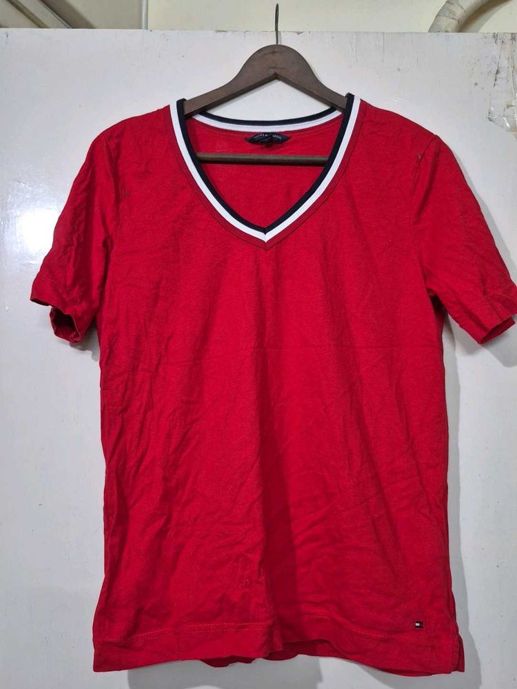 Red V-Neck Tee