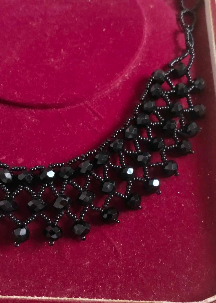 Handmade Black Beaded Necklace