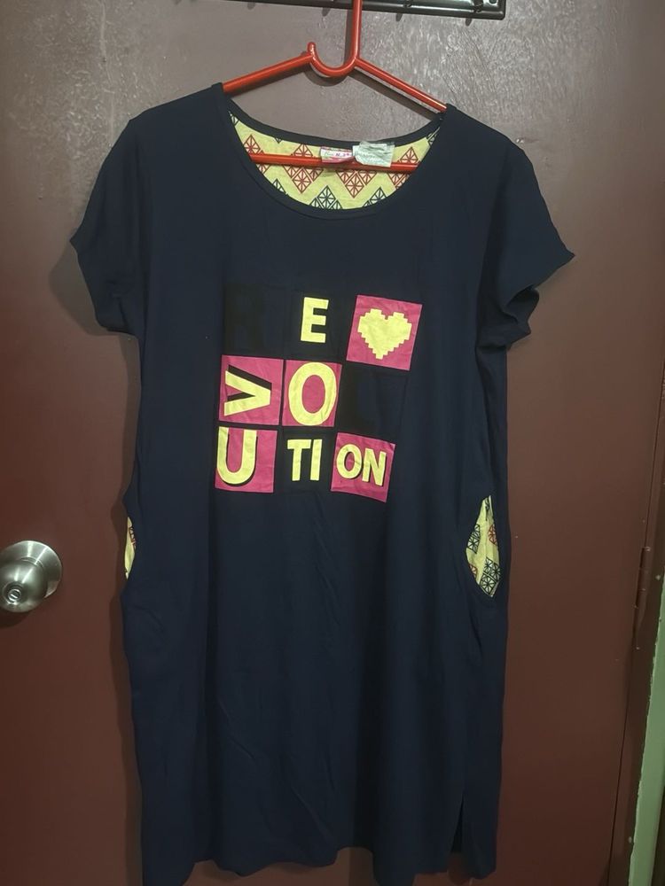 Navy Graphic T-Shirt Dress