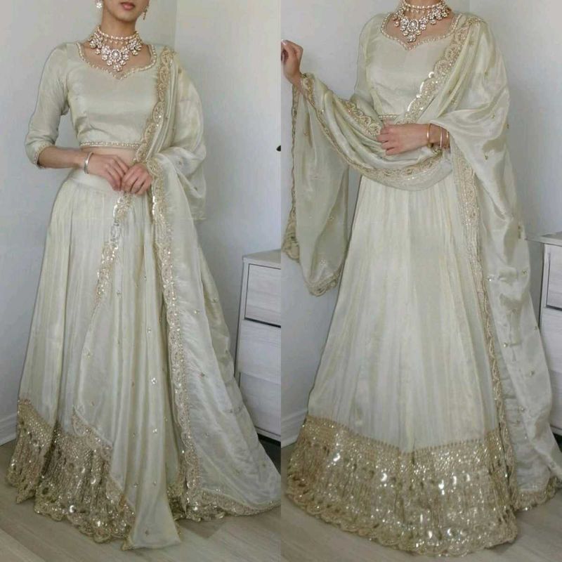 🆕️Fully Stitched Off White Lehenga