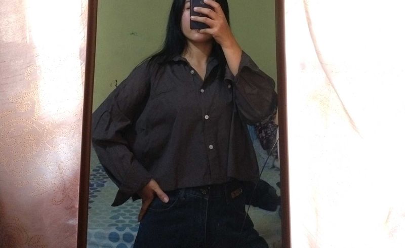 Crop Button-Down Shirt