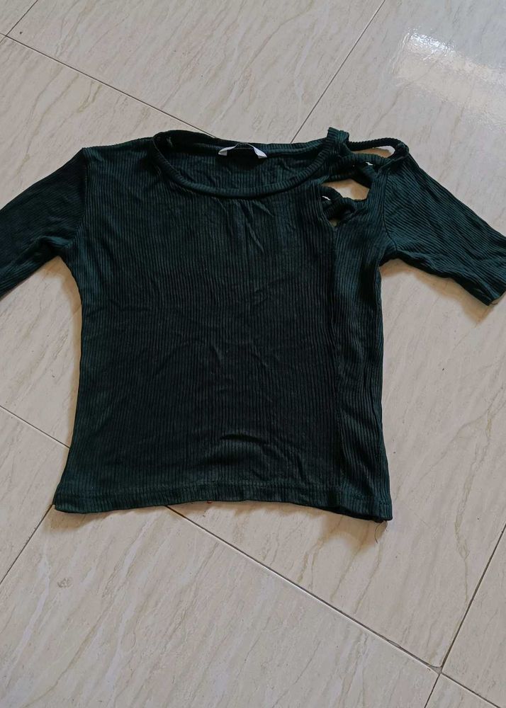 Beautiful And Hottest Ribbed Cutout Top