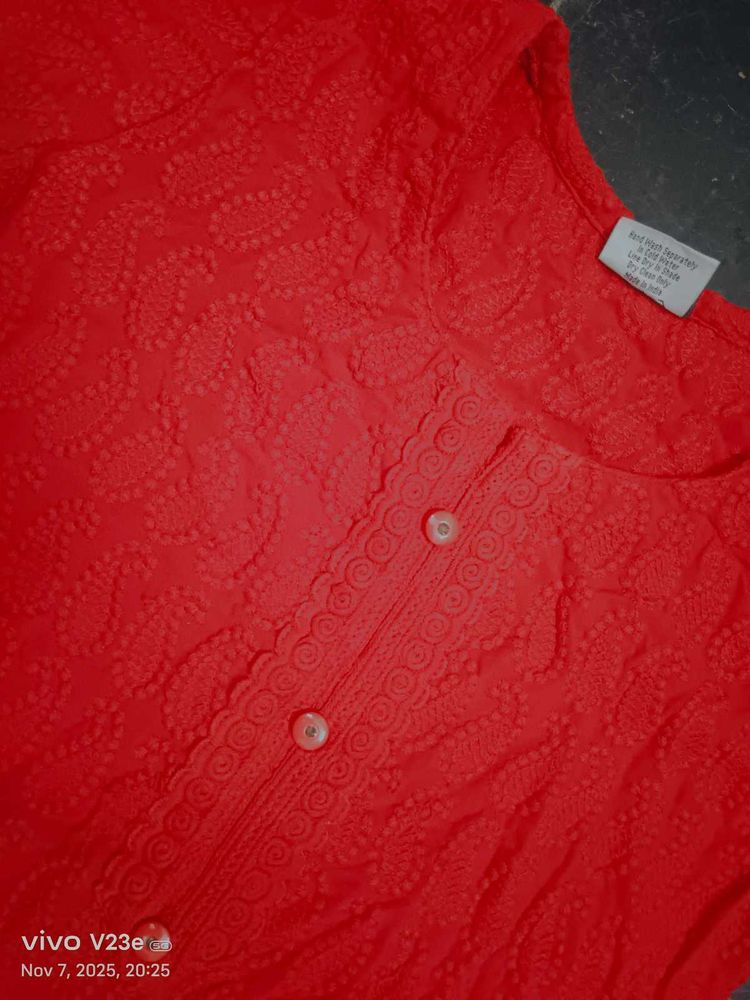 Red Cotton Kurti