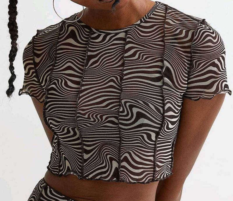 4111. Zebra Print Sheer Crop Top