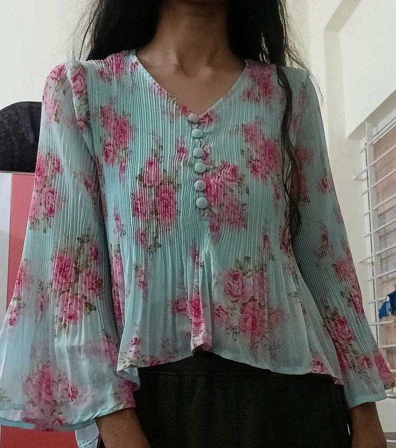 Blue Frill Top