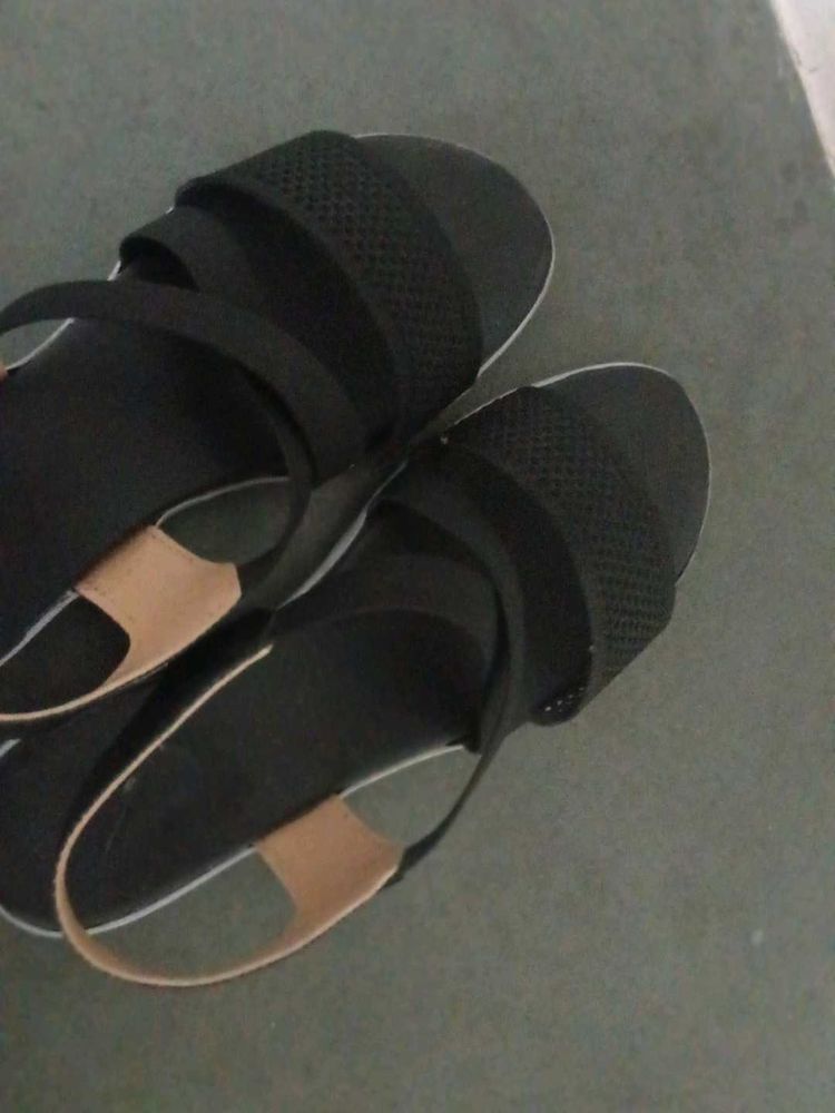 Black Knit Slingback Sandals