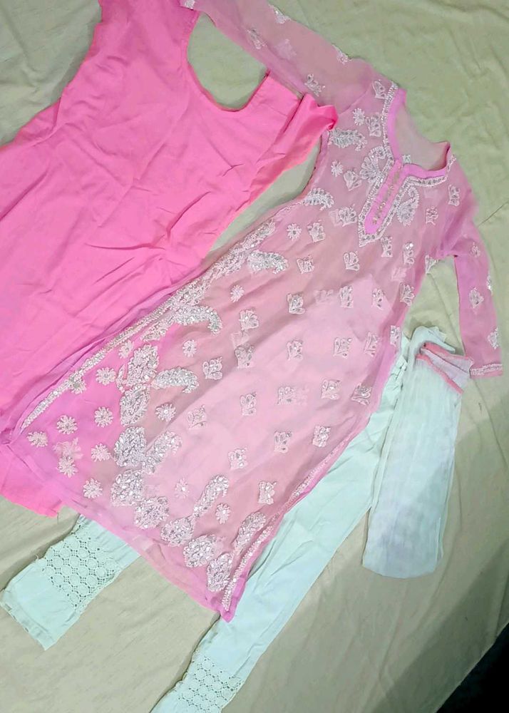 Lucknawi Kurta With Jeans &amp; Dupatta