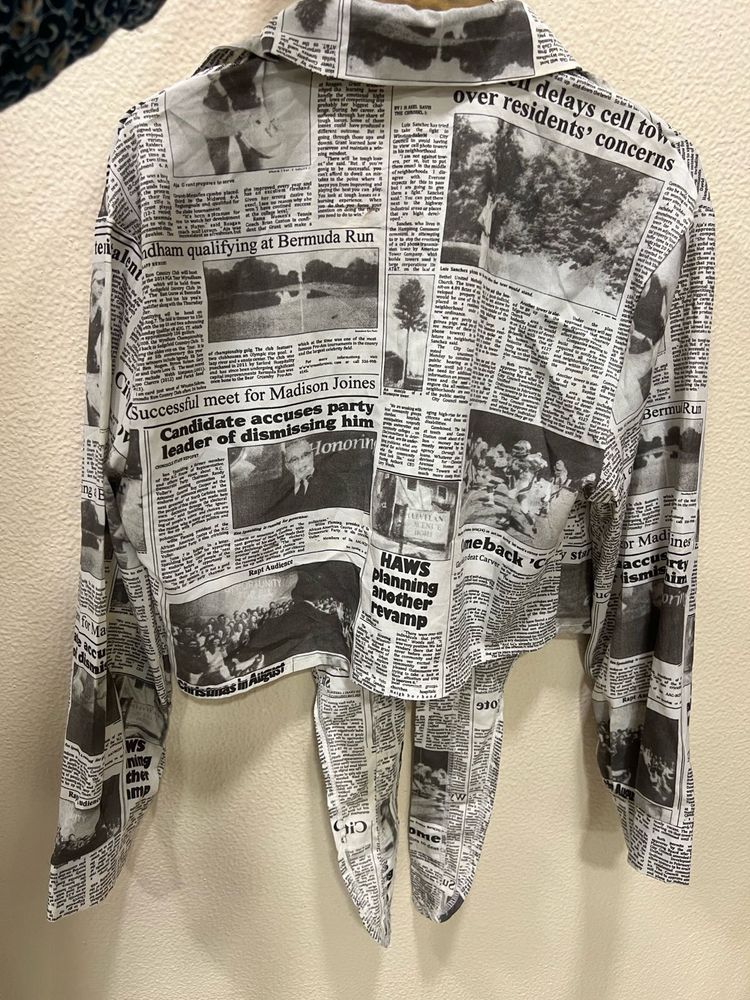 Newspaper Print Crop Top