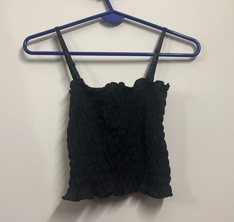 Black Smoked Crop Top