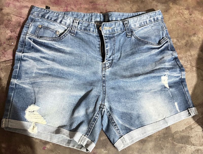 Distressed Denim Shorts