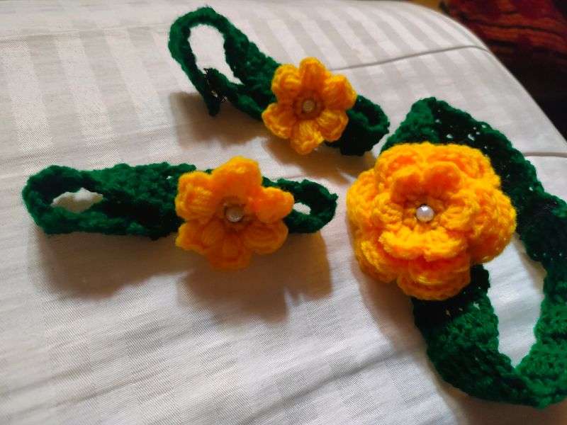 Crochet Flower Napkin Rings (Set of 3)