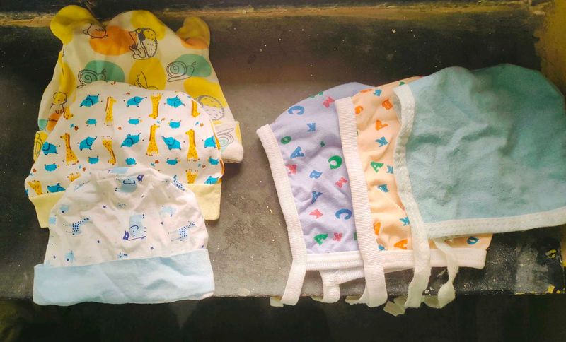 New Born Cotton Caps (0-5 Months) Pack Of 6