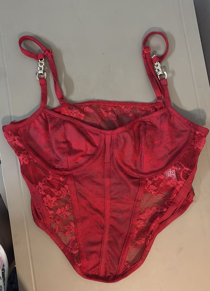 Red Lace Corset Top