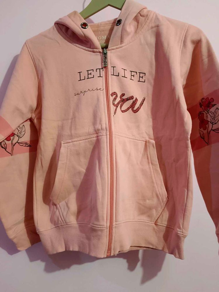 Cute Pink Graphic Zip-Up Hoodie