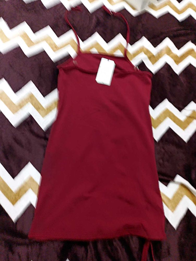 Burgundy Mini Slip Dress