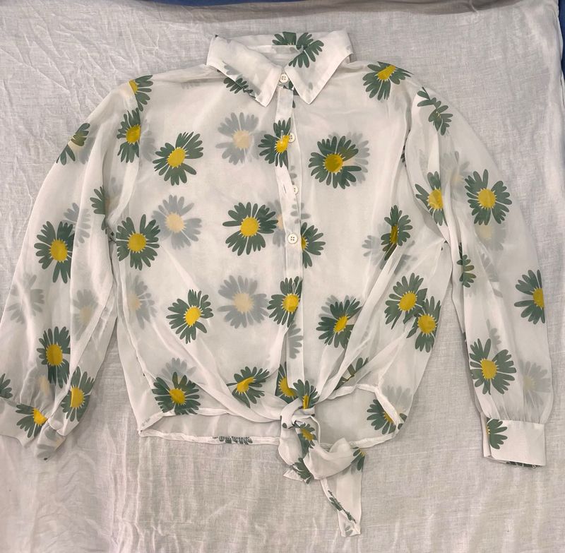 Sheer Daisy Print Shirt/Top.