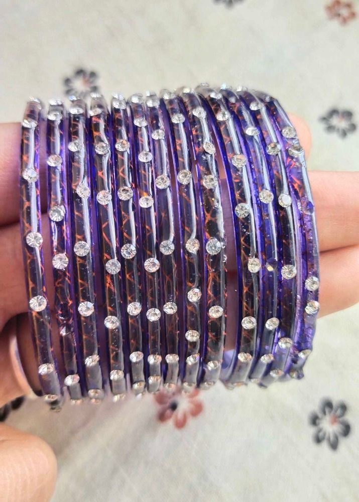 Glass Bangles In Colours:RED,PURPLE &amp; GREEN