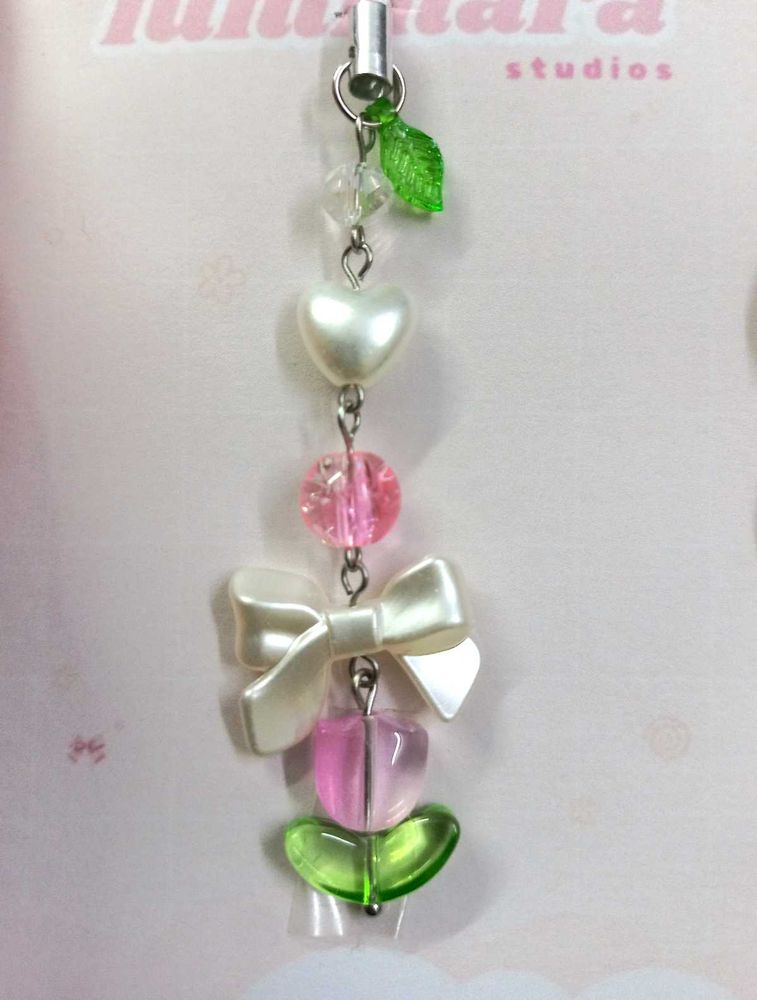 🩷🌷Pink Tulip Phone Charm with Heart &amp; Bow 🎀⭐
