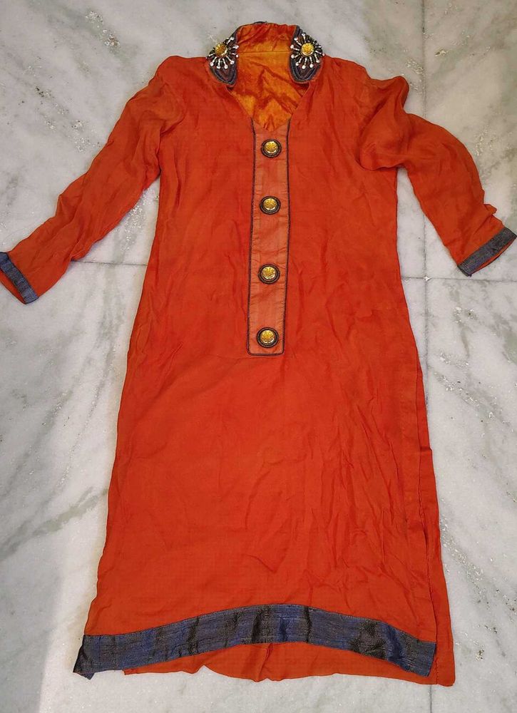 Orange Chiffon Kurti