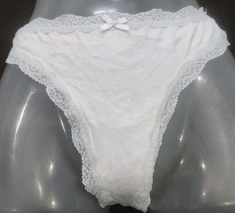 White Lace Trim Panties 🖤