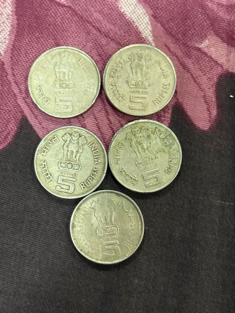 5 Rs Cu-ni Lal Bahadur Shastri 5Pcs Rare