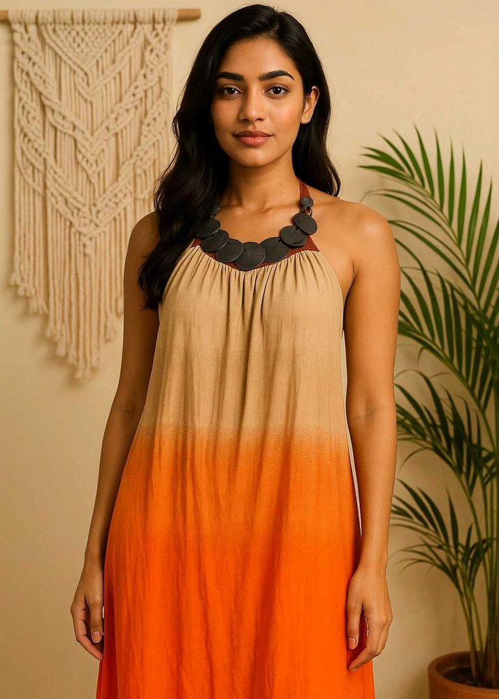 S/ M Size Orange Ombre Halter Dress