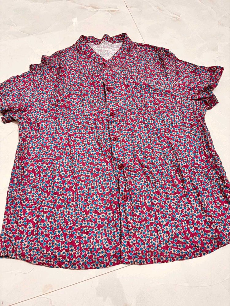 Floral Print Short Sleeve Shirt And One Tunics