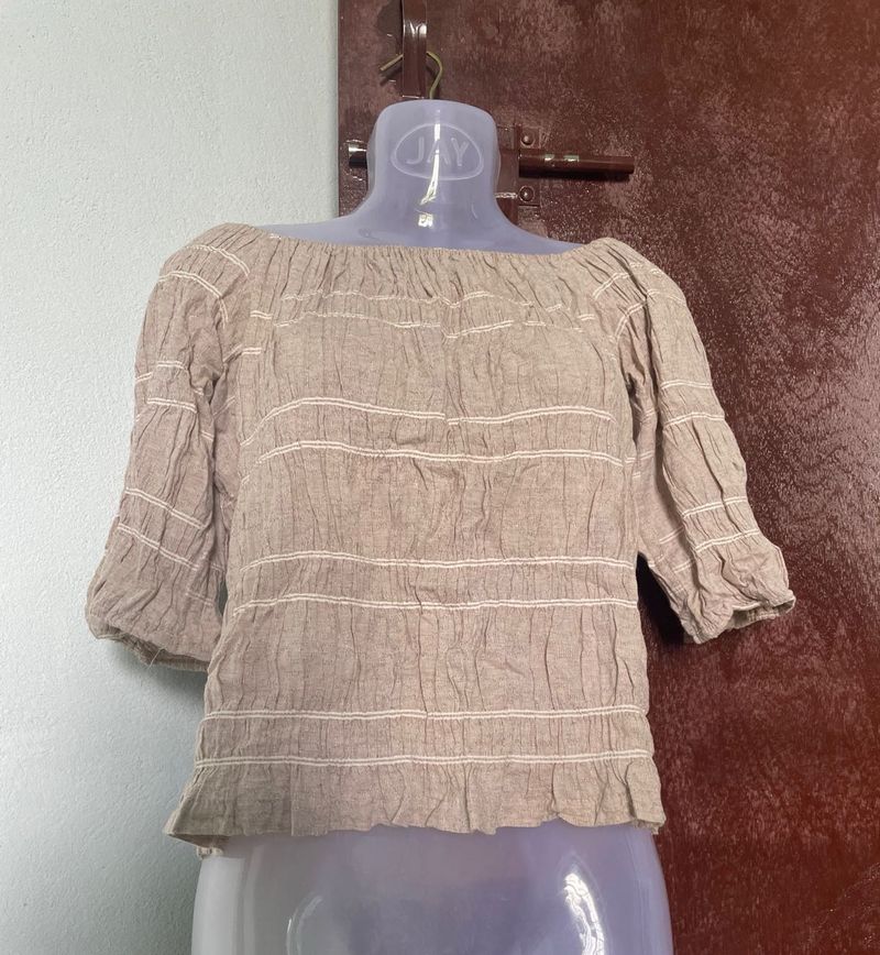 Beige Off-Shoulder Top