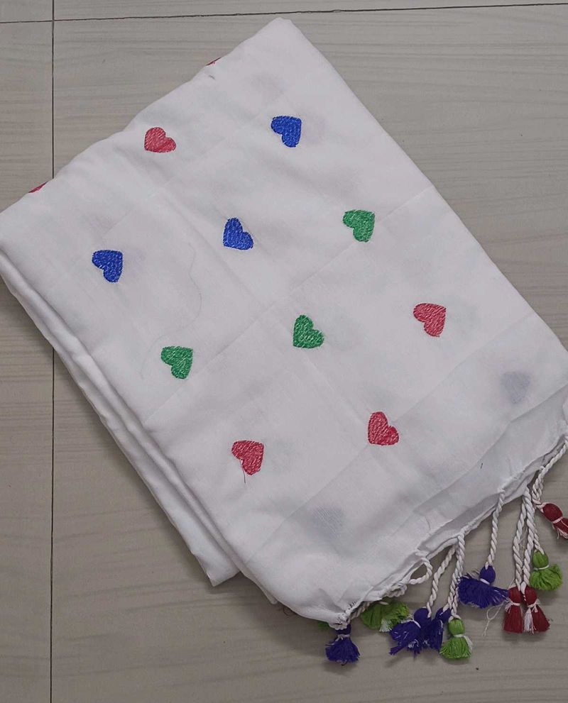 105)Love Design Embroidery (White Colour)