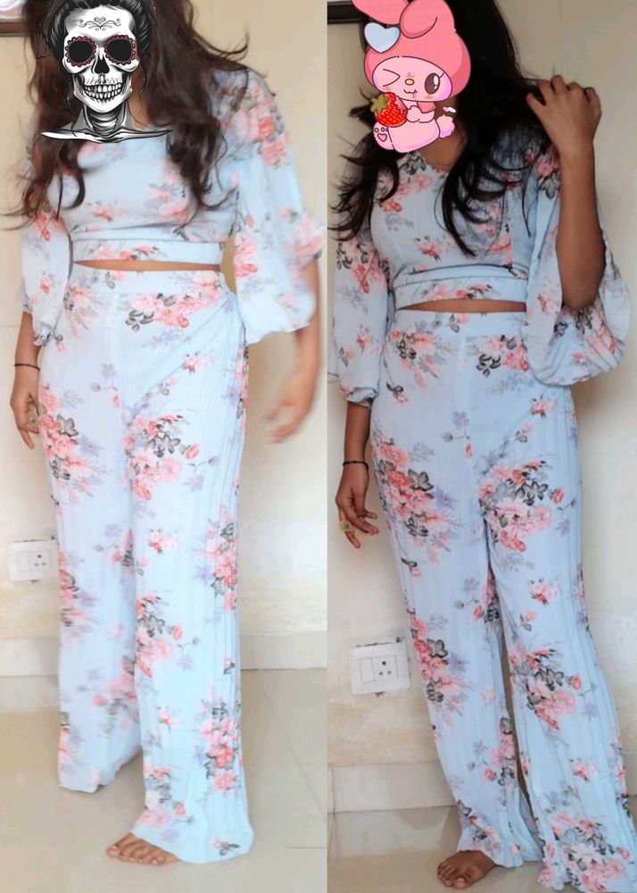 Floral Two-Piece ,jump suit Set👠❤️‍🔥