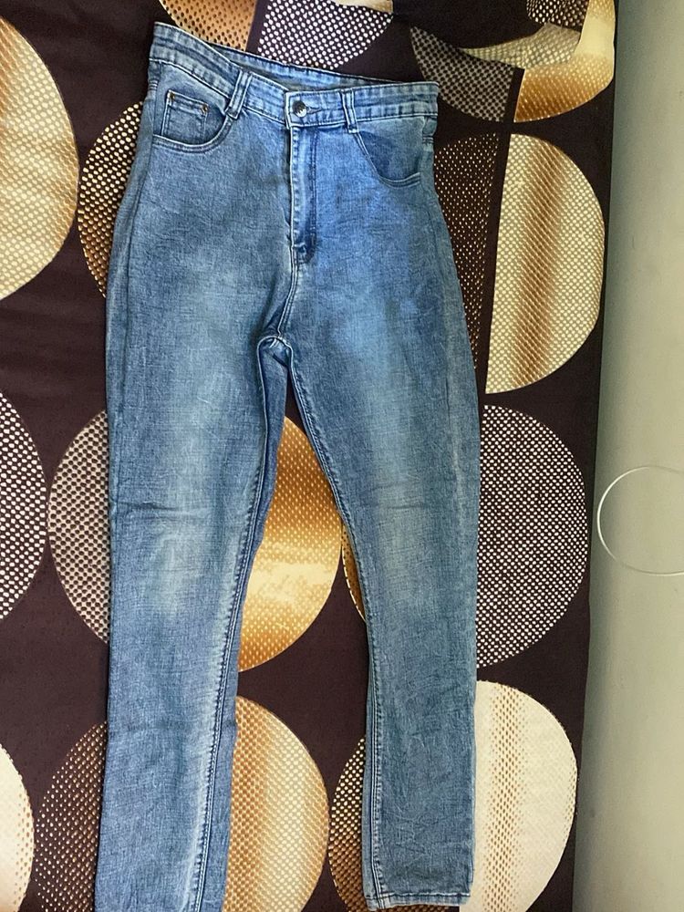 Acid Wash High-Waisted Jeans